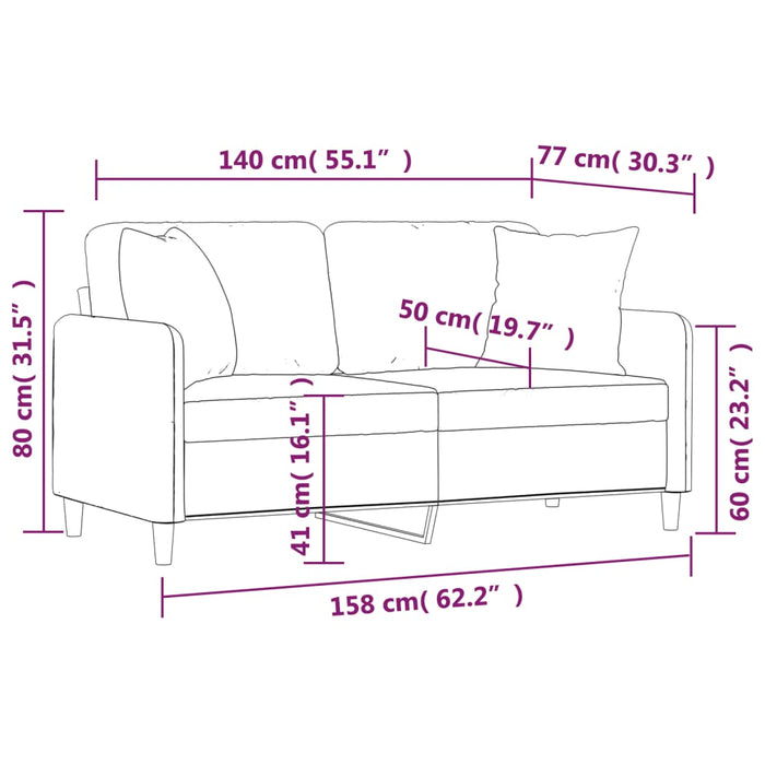 Canapea cu 2 locuri cu perne&pernuțe gri taupe 140 cm textil WALTI