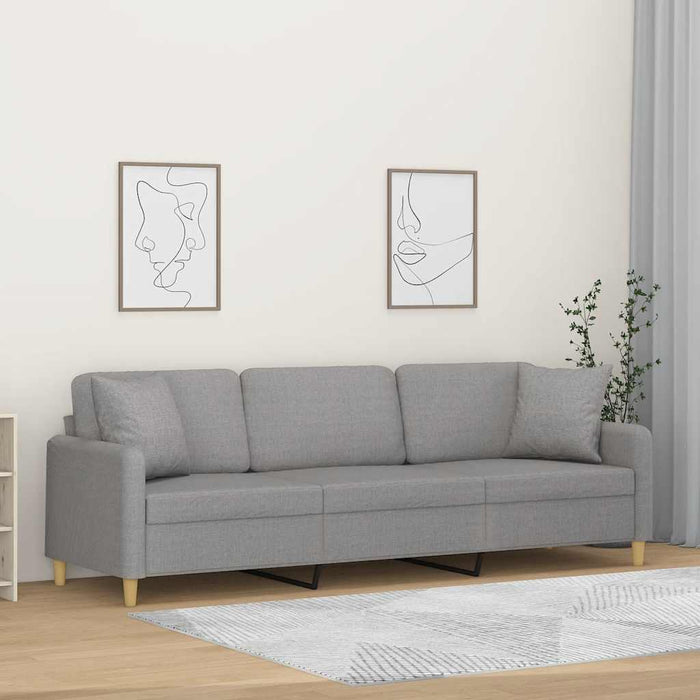 Canapea cu 3 locuri cu perne&pernuțe gri deschis 210 cm textil WALTI