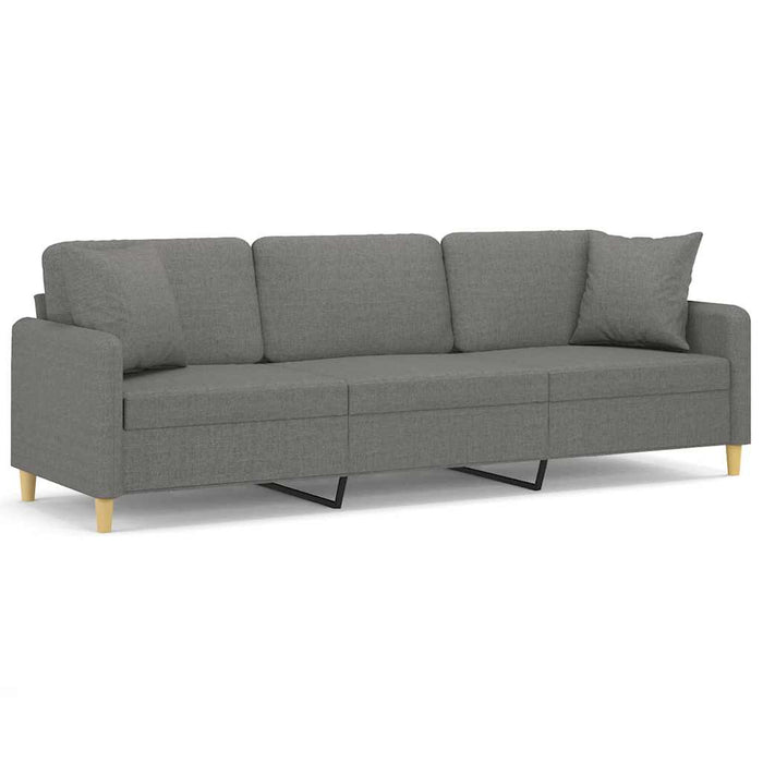 Canapea cu 3 locuri cu perne&pernuțe gri închis 210 cm textil WALTI