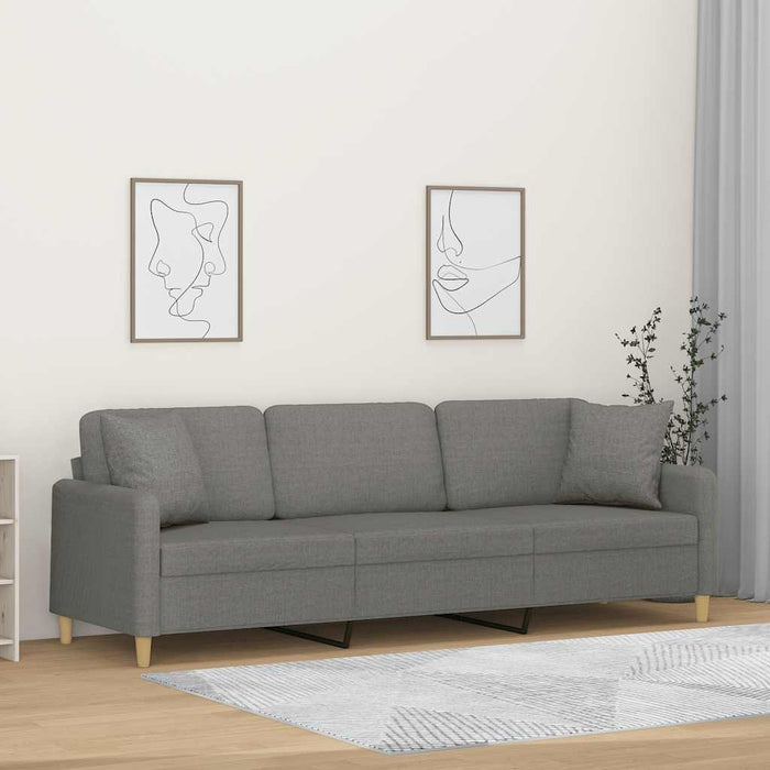 Canapea cu 3 locuri cu perne&pernuțe gri închis 210 cm textil WALTI