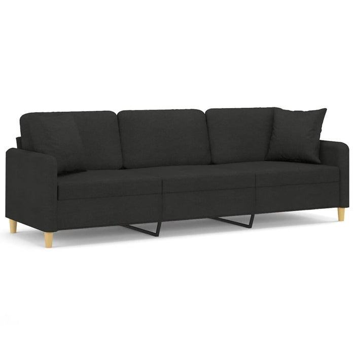 Canapea cu 3 locuri cu perne&pernuțe negru 210 cm textil WALTI