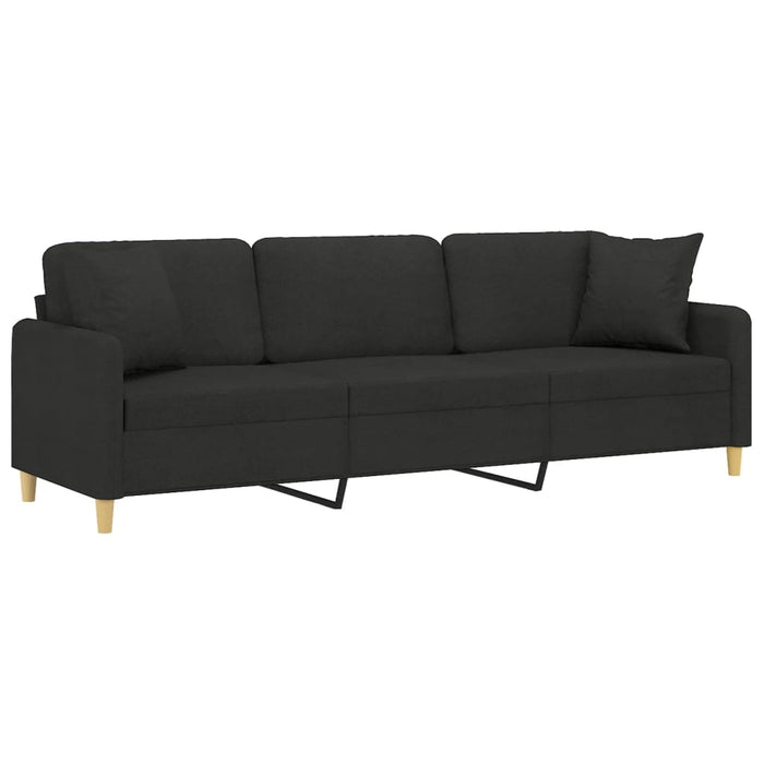 Canapea cu 3 locuri cu perne&pernuțe negru 210 cm textil WALTI