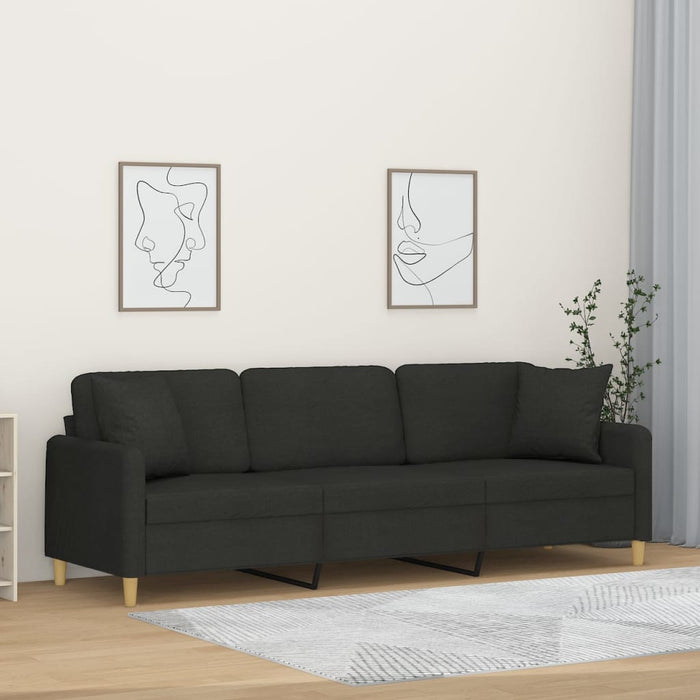 Canapea cu 3 locuri cu perne&pernuțe negru 210 cm textil WALTI