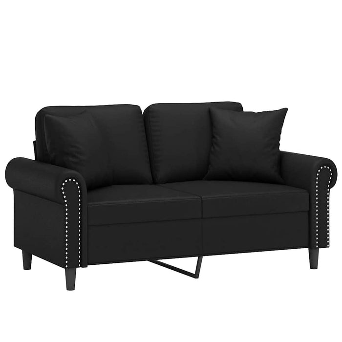 Canapea cu 2 locuri, perne&pernuțe negru 120 cm piele ecologică WALTI
