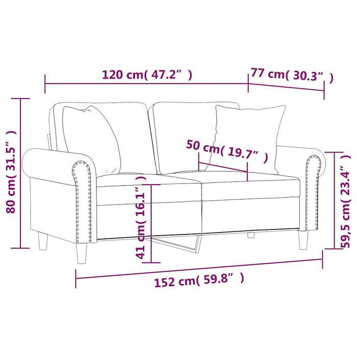 Canapea cu 2 locuri, perne&pernuțe negru 120 cm piele ecologică WALTI