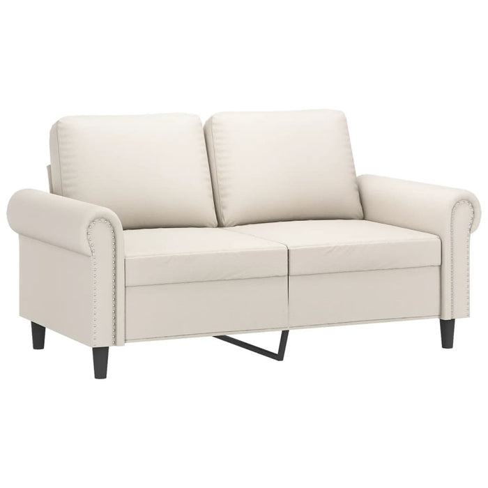 Canapea cu 2 locuri, perne&pernuțe crem 120 cm piele ecologică WALTI