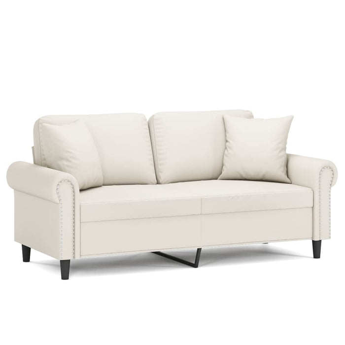 Canapea cu 2 locuri, perne&pernuțe crem 140 cm piele ecologică WALTI