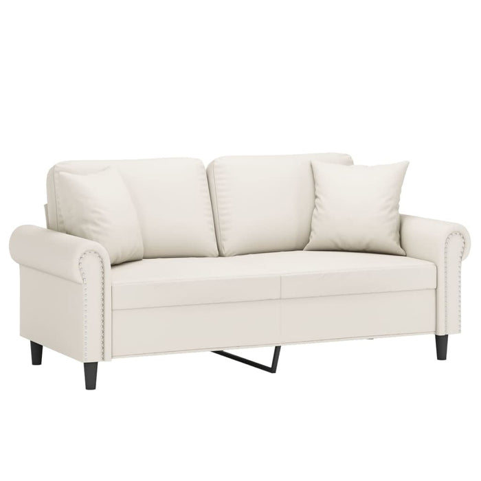 Canapea cu 2 locuri, perne&pernuțe crem 140 cm piele ecologică WALTI
