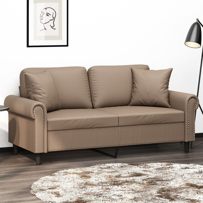 Canapea cu 2 locuri, perne&pernuțe cappuccino 140 cm piele eco WALTI