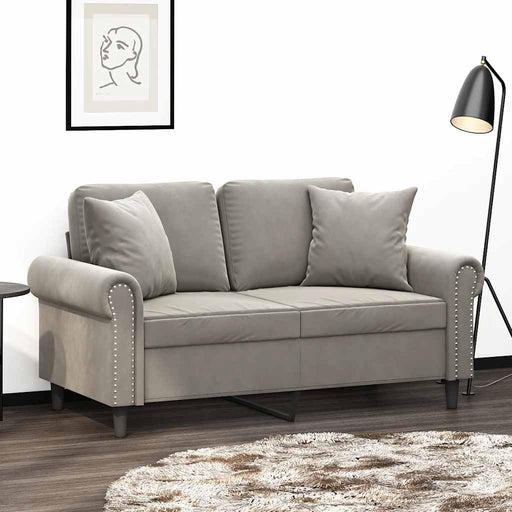 Canapea cu 2 locuri cu perne&pernuțe gri deschis 120 cm catifea - WALTI WALTI