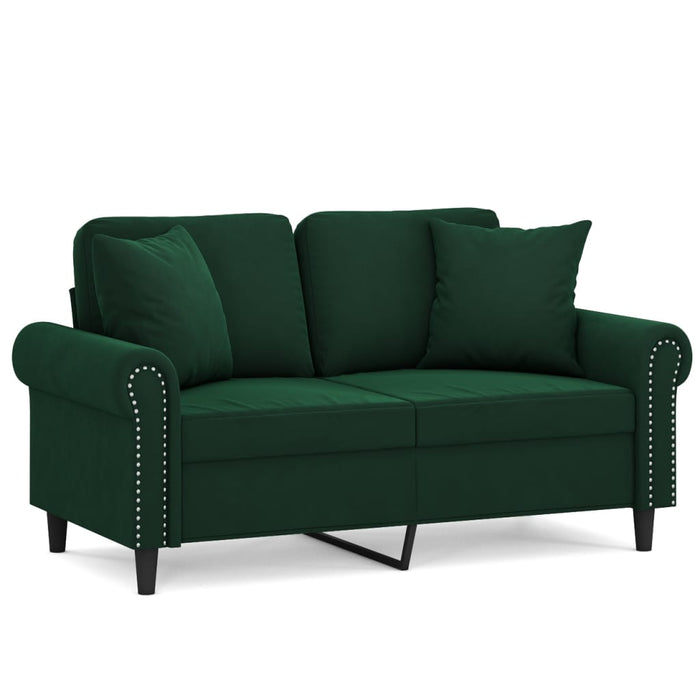 Canapea, 2 locuri cu perne&pernuțe verde închis 120 cm, catifea WALTI