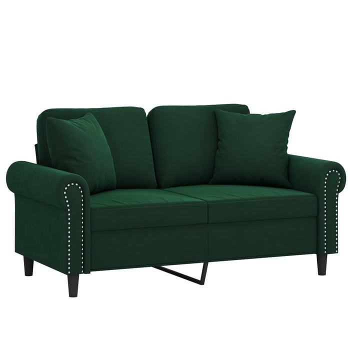 Canapea, 2 locuri cu perne&pernuțe verde închis 120 cm, catifea WALTI