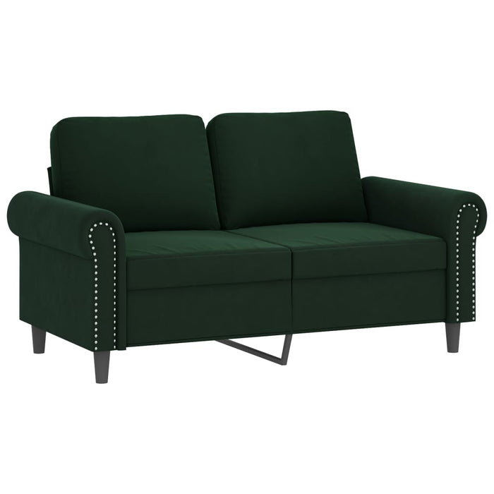Canapea, 2 locuri cu perne&pernuțe verde închis 120 cm, catifea WALTI