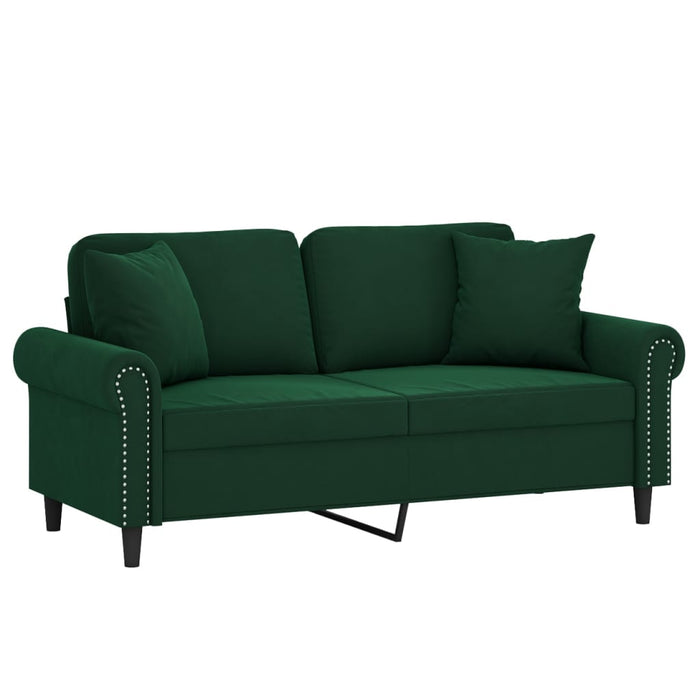 Canapea 2 locuri cu perne&pernuțe verde închis, 120 cm, catifea WALTI