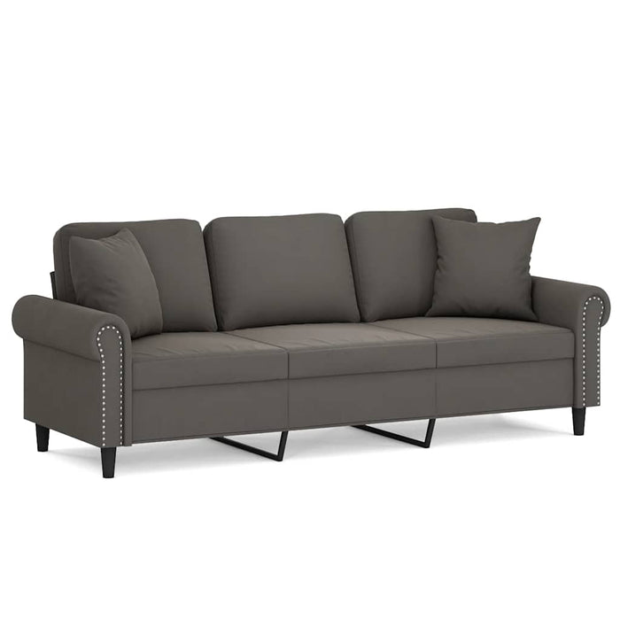 Canapea 3 locuri cu perne&pernuțe, gri închis, 180 cm, catifea WALTI