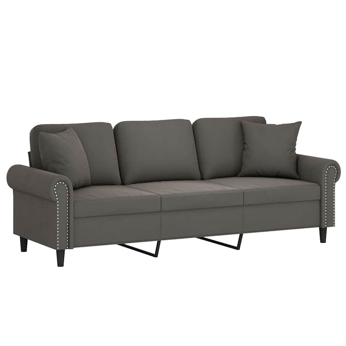 Canapea 3 locuri cu perne&pernuțe, gri închis, 180 cm, catifea WALTI