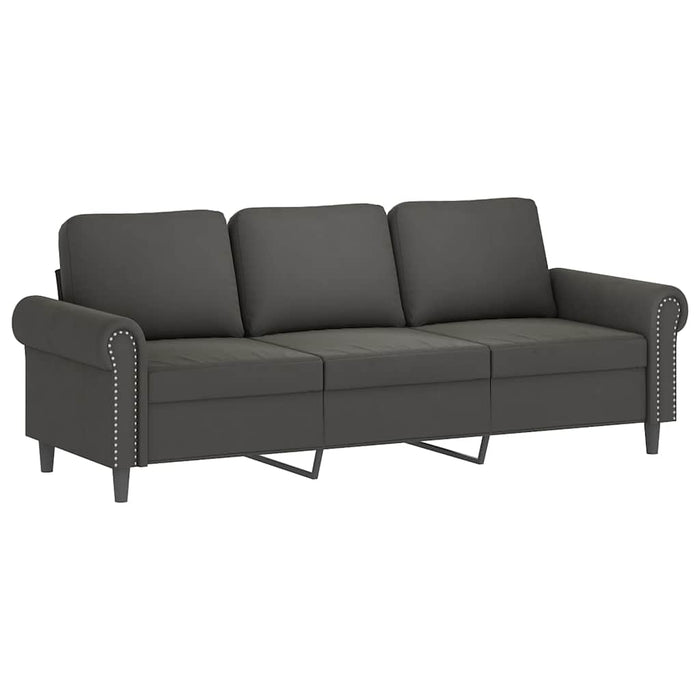 Canapea 3 locuri cu perne&pernuțe, gri închis, 180 cm, catifea WALTI