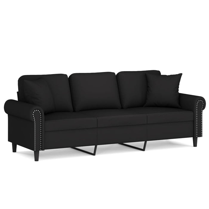 Canapea 3 locuri cu perne&pernuțe, negru, 180 cm, catifea WALTI