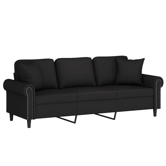 Canapea 3 locuri cu perne&pernuțe, negru, 180 cm, catifea WALTI