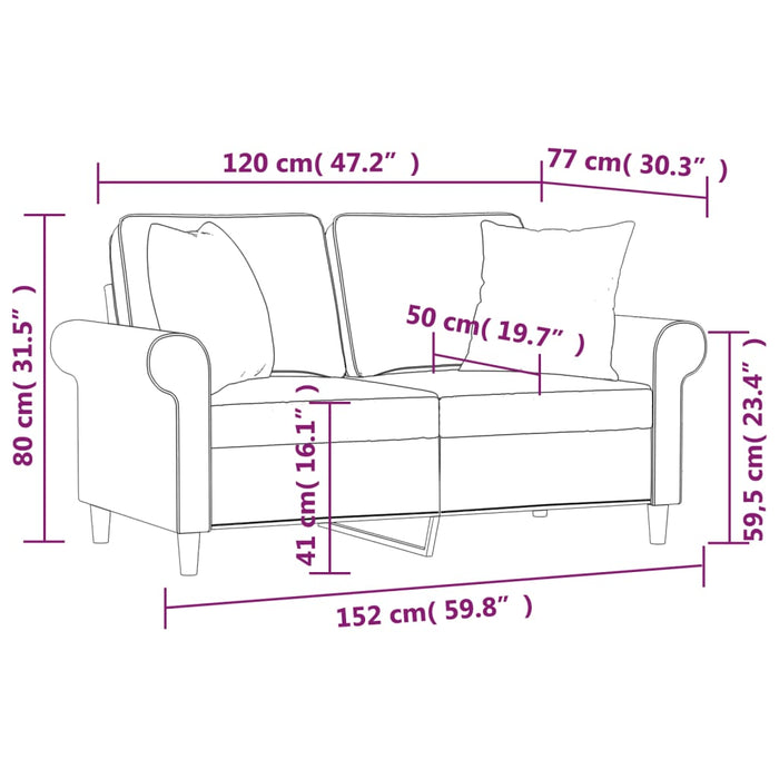 Canapea cu 2 locuri cu perne&pernuțe negru 120 cm textil WALTI