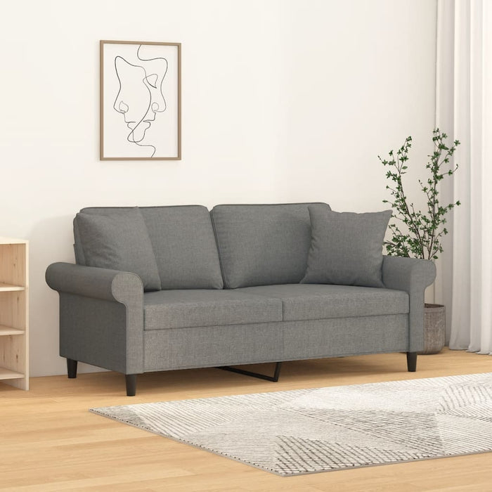Canapea cu 2 locuri cu perne&pernuțe gri închis 140 cm textil - WALTI WALTI
