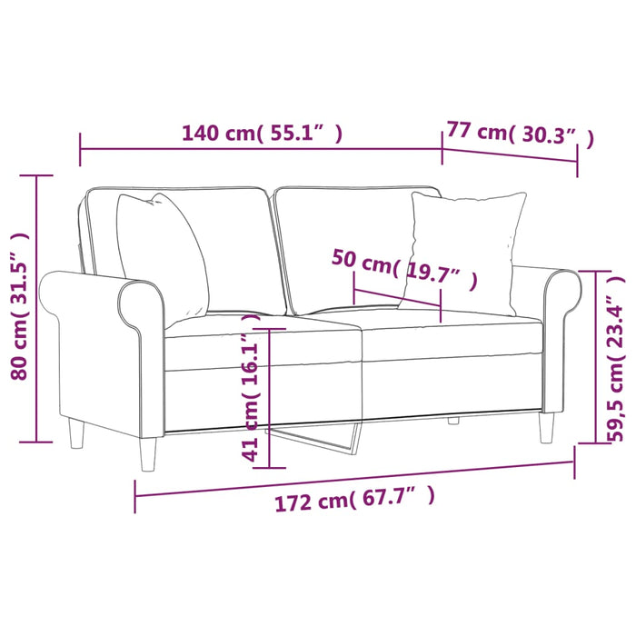 Canapea 2 locuri cu perne&pernuțe galben deschis 140 cm textil WALTI