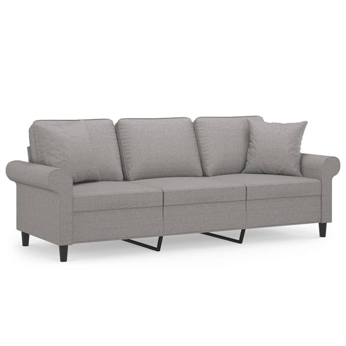 Canapea cu 3 locuri cu perne&pernuțe gri deschis 180 cm textil WALTI