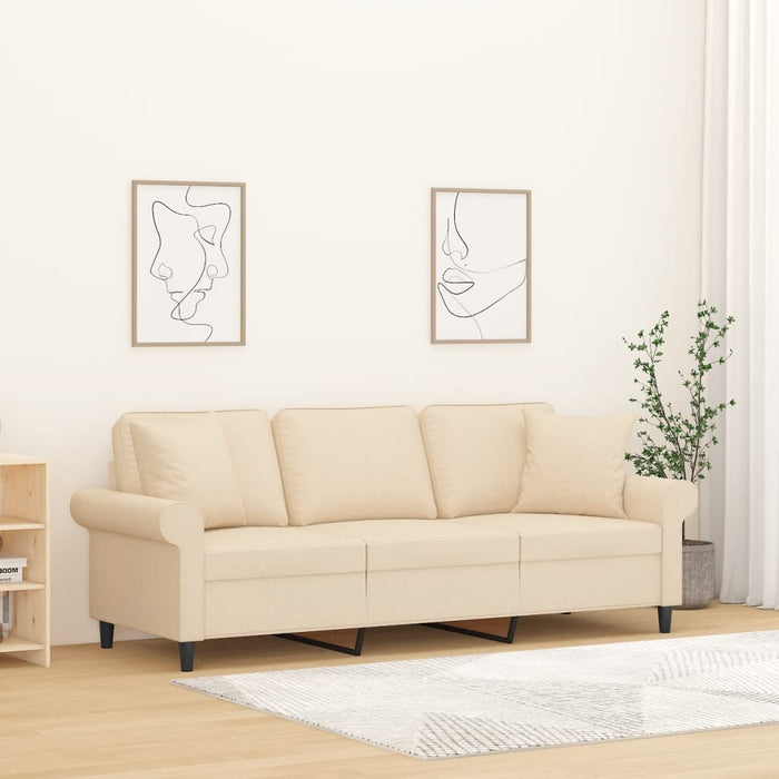 Canapea cu 3 locuri cu perne&pernuțe crem 180 cm textil WALTI