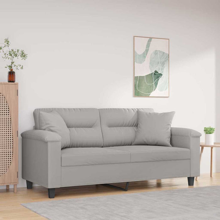 Canapea cu 2 locuri perne&pernuțe gri deschis 140 cm microfibră WALTI