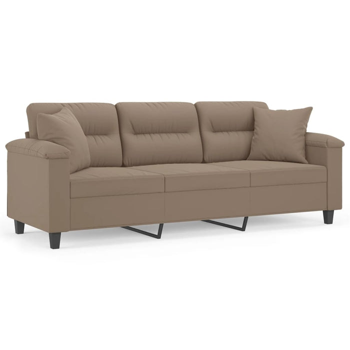Canapea cu 3 locuri, perne&pernuțe gri taupe 180 cm microfibră WALTI