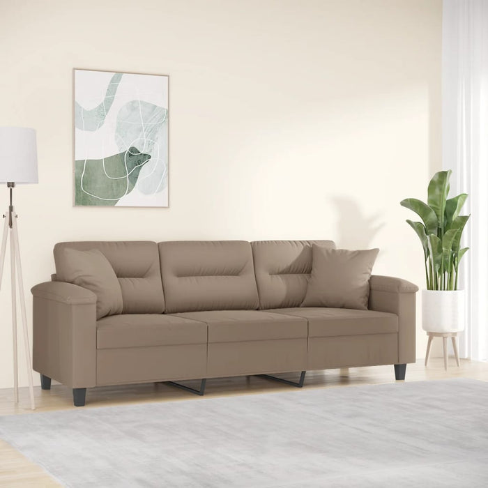 Canapea cu 3 locuri, perne&pernuțe gri taupe 180 cm microfibră WALTI