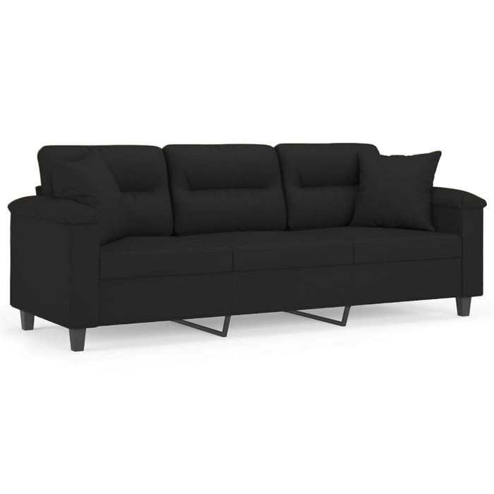 Canapea cu 3 locuri, cu perne&pernuțe negru 180 cm microfibră WALTI
