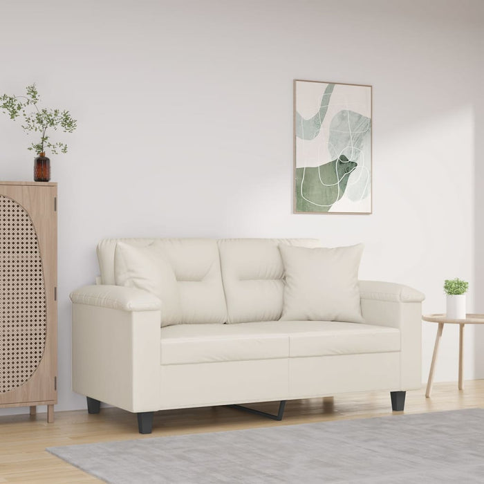 Canapea cu 2 locuri, perne&pernuțe crem 120 cm piele ecologică WALTI