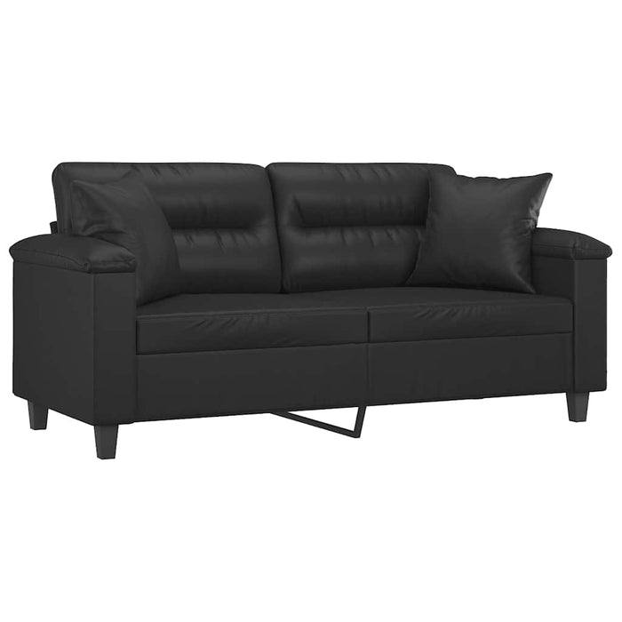 Canapea cu 2 locuri, perne&pernuțe negru 140 cm piele ecologică WALTI