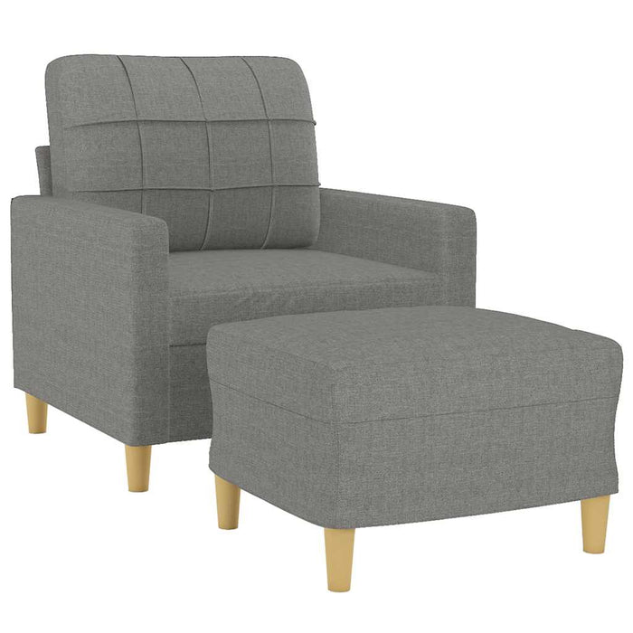 Fotoliu canapea cu taburet, gri închis, 60 cm, textil WALTI