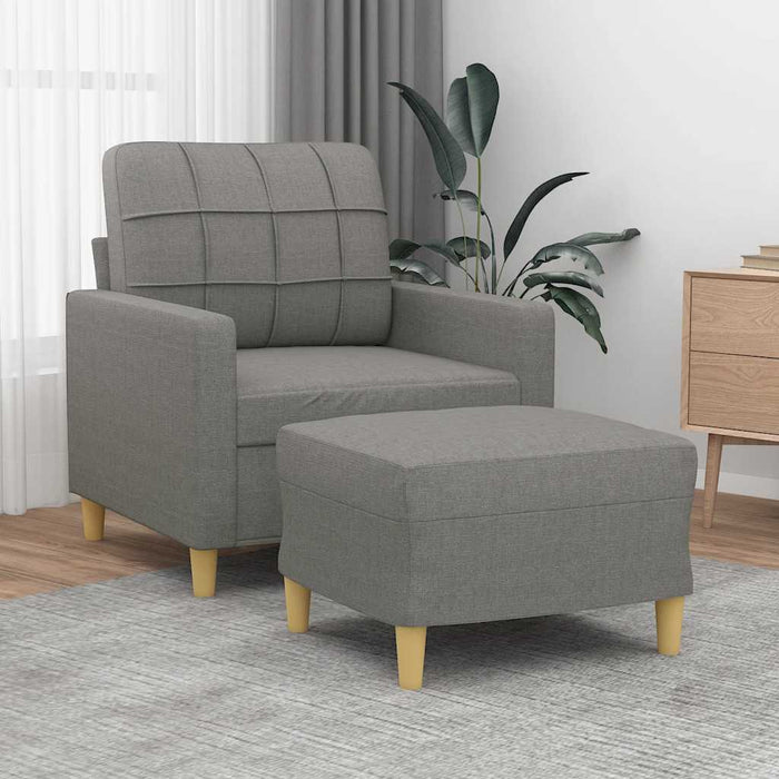 Fotoliu canapea cu taburet, gri închis, 60 cm, textil WALTI