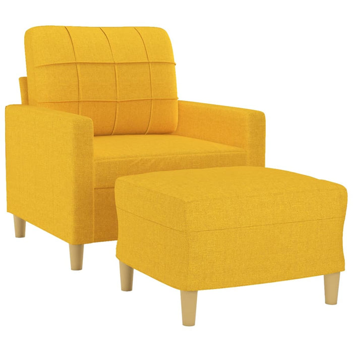 Fotoliu canapea cu taburet, galben deschis, 60 cm, textil WALTI