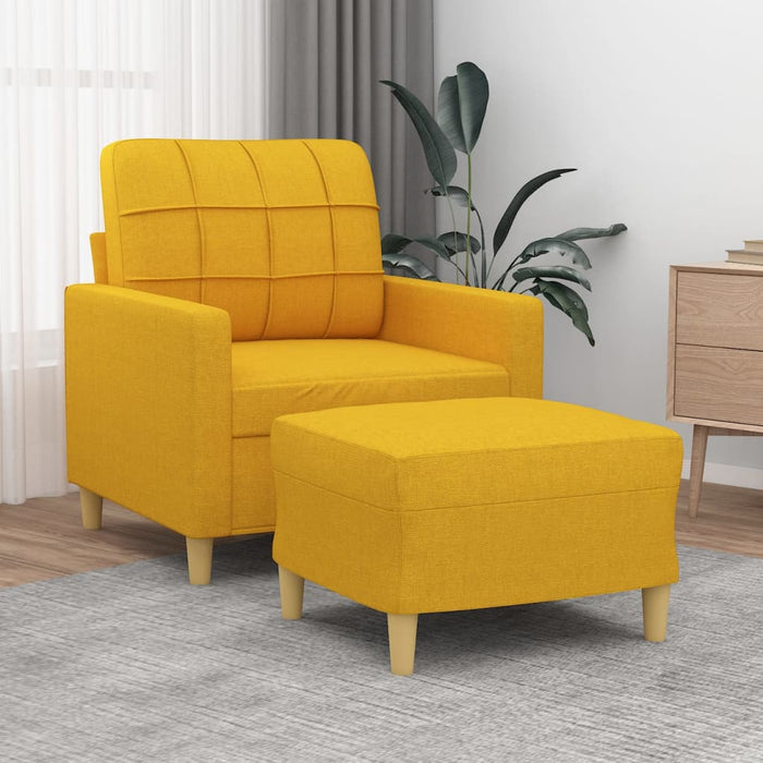 Fotoliu canapea cu taburet, galben deschis, 60 cm, textil WALTI