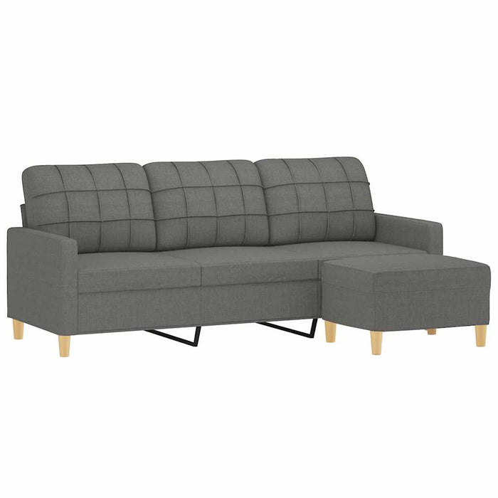 Canapea cu 3 locuri și taburet, gri închis, 180 cm, textil WALTI