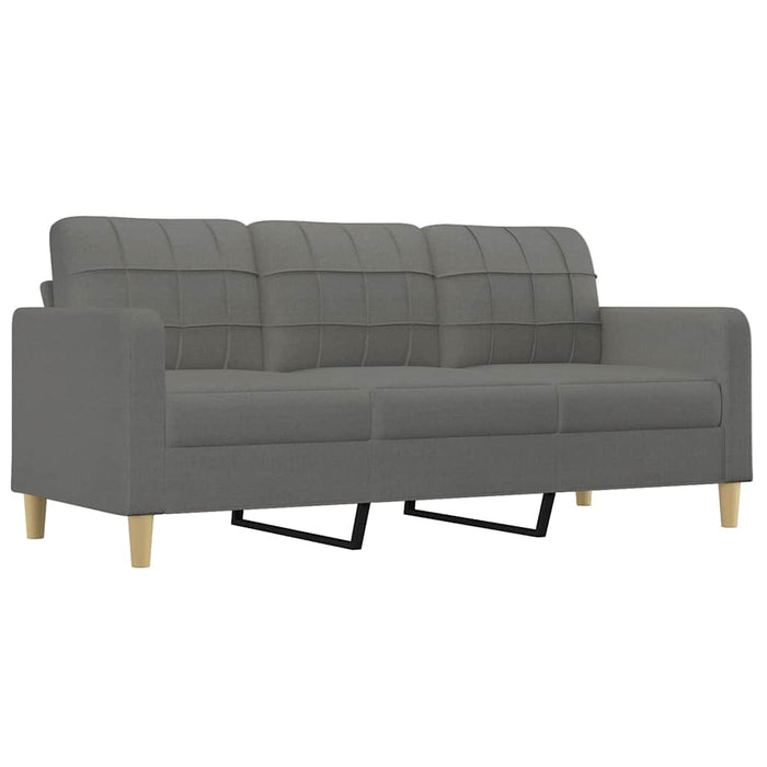 Canapea cu 3 locuri și taburet, gri închis, 180 cm, textil WALTI