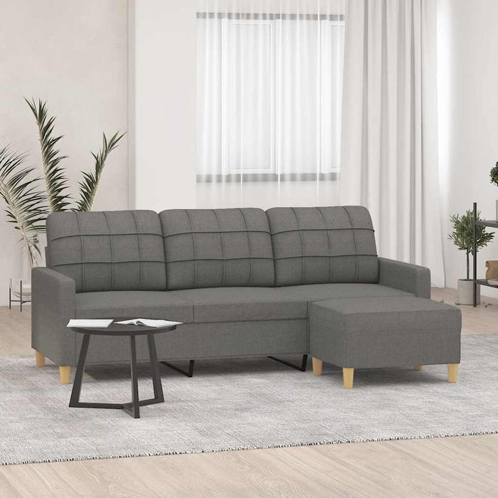 Canapea cu 3 locuri și taburet, gri închis, 180 cm, textil WALTI