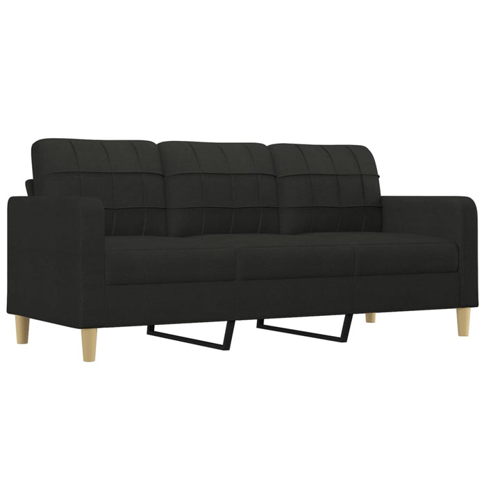 Canapea cu 3 locuri cu taburet, negru, 180 cm, material textil WALTI
