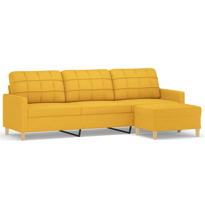 Canapea cu 3 locuri și taburet, galben deschis, 210 cm, textil WALTI