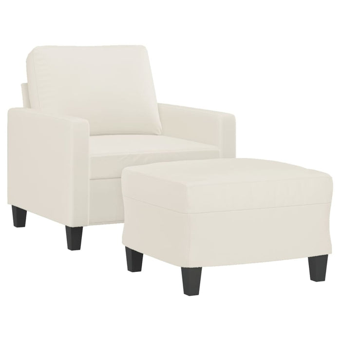 Fotoliu canapea cu taburet, crem, 60 cm, piele ecologică WALTI