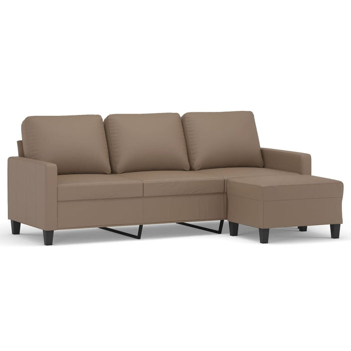 Canapea cu 3 locuri / taburet cappuccino 180 cm piele ecologică WALTI