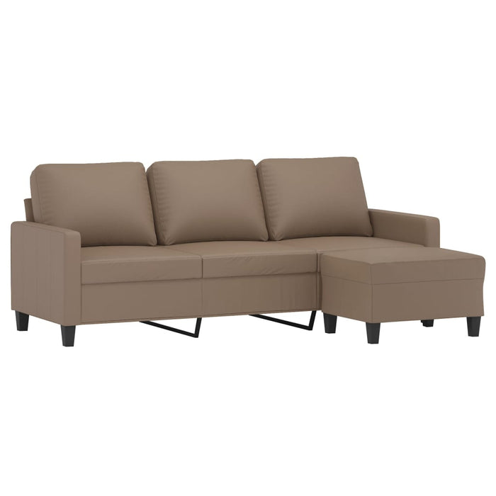 Canapea cu 3 locuri / taburet cappuccino 180 cm piele ecologică WALTI