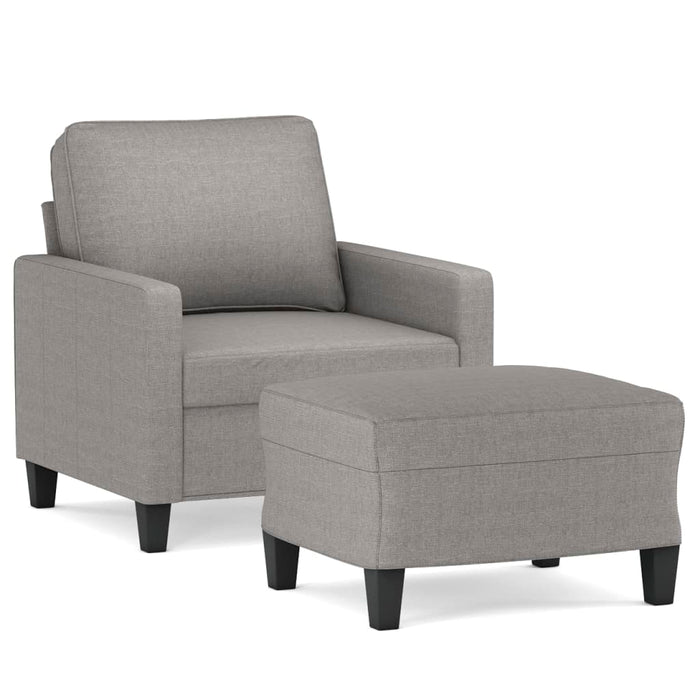Fotoliu canapea cu taburet, gri deschis, 60 cm, textil WALTI