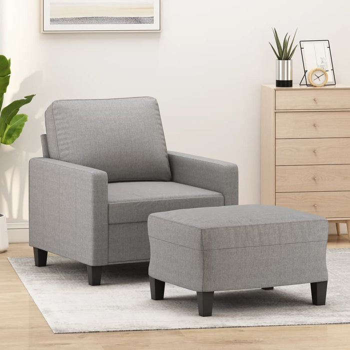 Fotoliu canapea cu taburet, gri deschis, 60 cm, textil WALTI