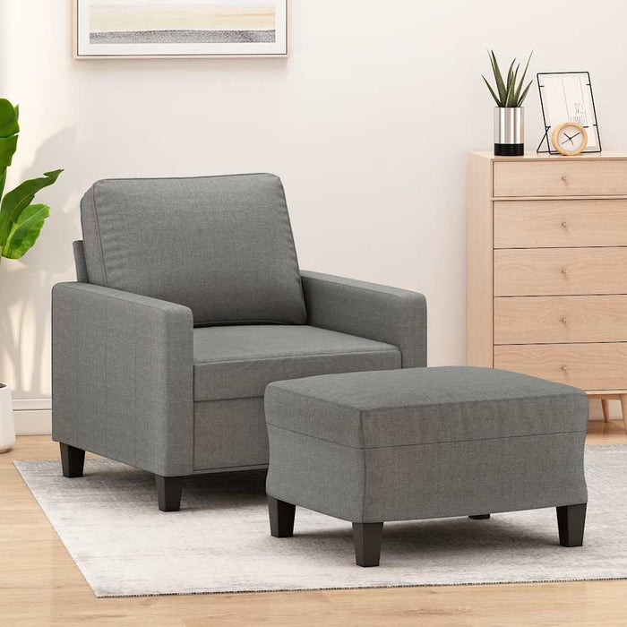 Fotoliu canapea cu taburet, gri închis, 60 cm, textil WALTI