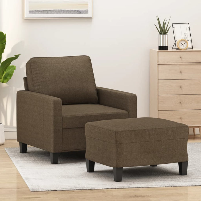 Fotoliu canapea cu taburet, maro, 60 cm, material textil WALTI